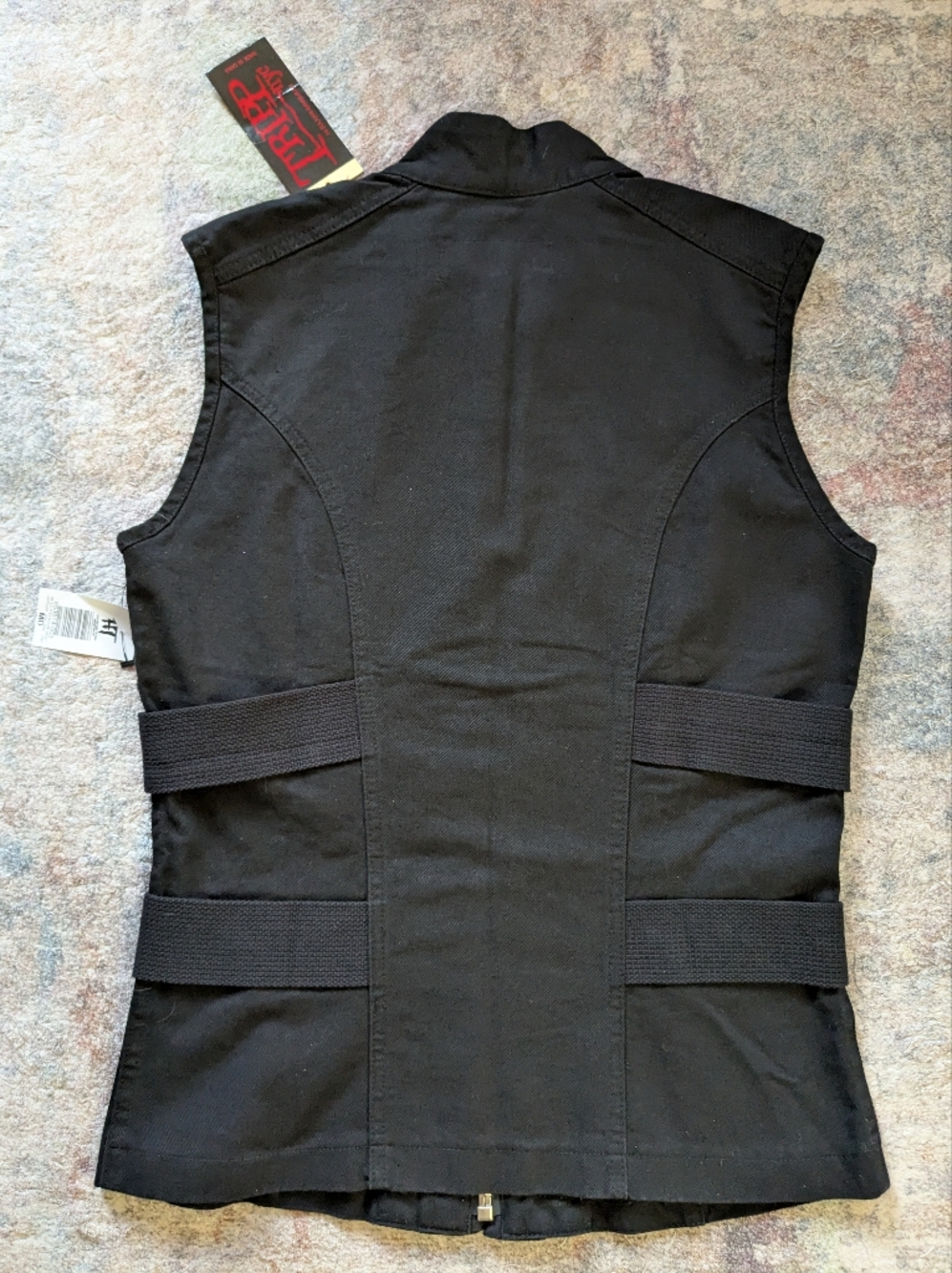 Tripp NYC Black Vest with Silver Hardware and Red Label - Picture 2 of 3